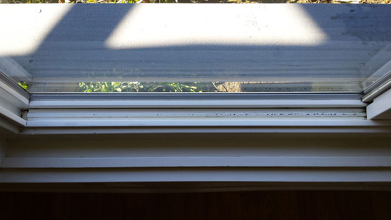 Picture of window track after window cleaning in San Clemente by Blue Coast Window Cleaning Service.